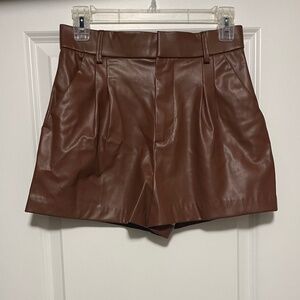 Pleated Faux Leather Shorts